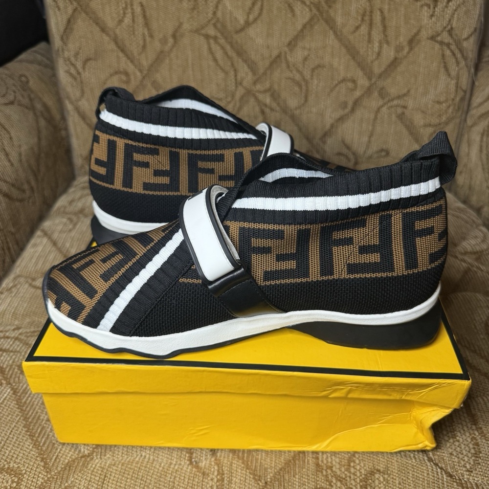 Fendi Love Womens Brown & Black Rockoko FF Motif Inlay‎ Sneakers Size 41 - Picture 4 of 9